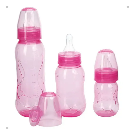 Kit 3 Mamadeiras Aquarela Bico Universal Kuka Bico Redondo Cor Rosa Kit 3 Mamadeiras Aquarela Bico Redondo Foto 1