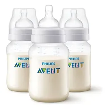 Kit 3 Mamadeiras Avent Clássica Anti Cólica 260ml Cor Neutra Foto  mini 1