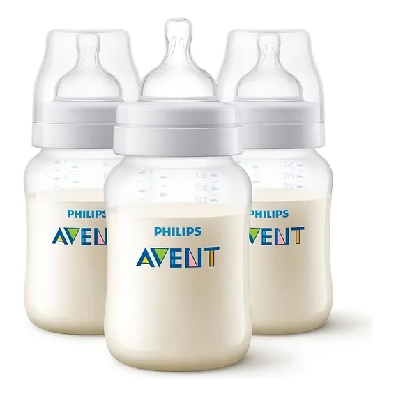 Kit 3 Mamadeiras Avent Clássica Anti Cólica 260ml Cor Neutra Foto 1