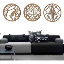 Kit 3 Mandalas Decorativas Mdf 40x40 Vazado Marrom Modelo 3 Foto  mini 1