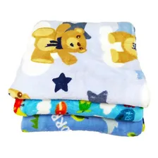 Kit 3 Mantas Cobertor Microfibra Infantil  Bebê Estampada Cor Menino Foto mini  2