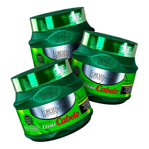 Kit 3 Máscara Cresce Cabelo 250g Forever Liss Combate Queda Foto 1