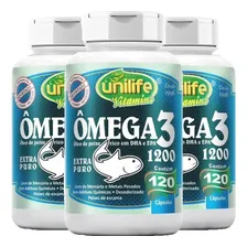 Kit 3 Ômega 3 Óleo De Peixe 120 Cápsulas 1200 Mg - Unilife Sabor Neutro Foto  mini 1
