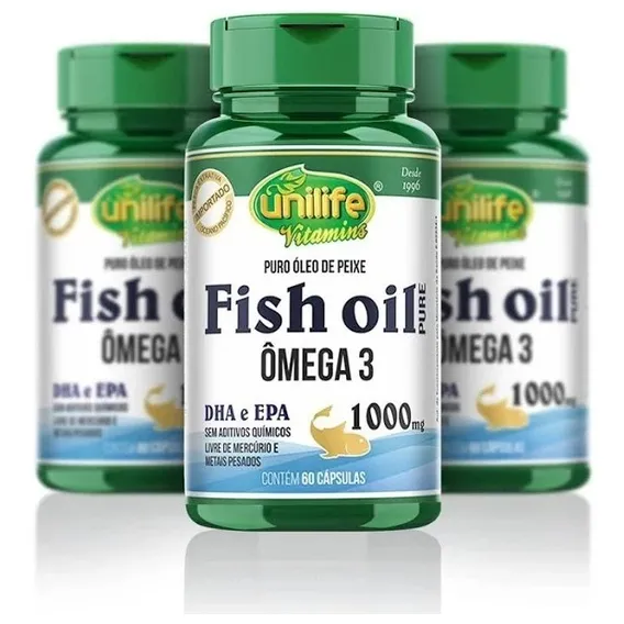Kit 3 Ômega 3 Puro Dha / Epa 1000mg 60 Cáps - Unilife Foto 1