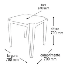 Kit 3 Mesas Quadrada Plástica Resistente Área Lazer Branca Cor Branco Foto mini  3