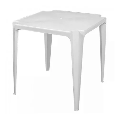 Kit 3 Mesas Quadrada Plástica Resistente Área Lazer Branca Cor Branco Foto 1