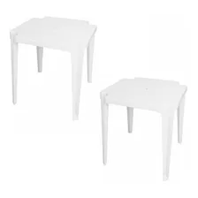 Kit 3 Mesas Quadrada Plástica Resistente Área Lazer Branca Cor Branco Foto mini  2
