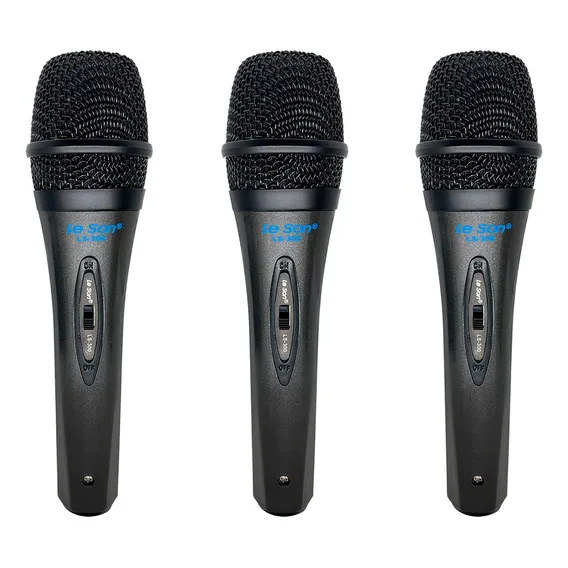 Kit 3 Microfones C/ Fio Preto Profissional Ls-300 P10 Leson Foto 1