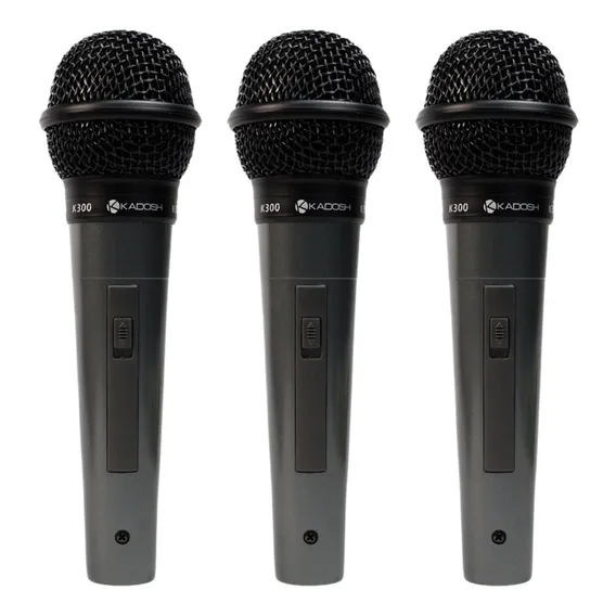 Kit 3 Microfones Vocal Profissional Kadosh K300 + 3 Cabos 3m Cor Preto Foto 1