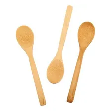 Kit 3 Mini Colheres Bambu P/ Café Sobremesa Chá Decoração Foto mini 3
