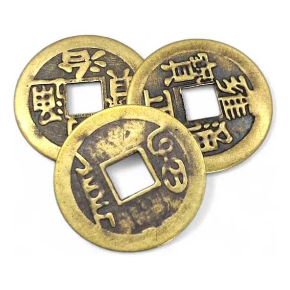 Kit 3 Moedas Feng Shui Prosperidade Total Amuleto Da Sorte Foto 1