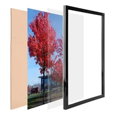 Kit 3 Moldura Quadro Grande Com Vidro A2 42x60cm Poster Foto Cor Tabaco Foto mini 1