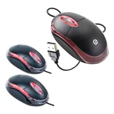 Kit 3 Mouse Óptico Com Fio Led Usb 1000dpi Preto Ms-9 Exbom Foto mini 1