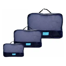 Kit 3 Necessaire Organizador Bagagem Mala Viagem Azul Ys2706 Foto mini 1