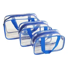 Kit 3 Necessaire Transparente 093 P M G Azul Foto mini  3