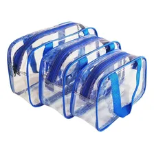Kit 3 Necessaire Transparente 093 P M G Azul Foto  mini 1