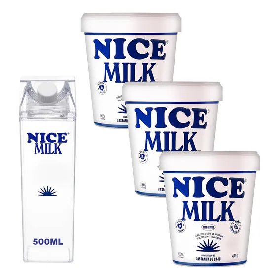 Kit 3 Nice Milk Leite Vegetal Castanha 6,5l Ganhe Foto 1