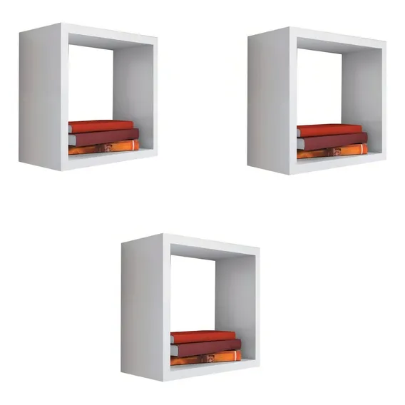Kit 3 Nicho Decorativo 25x25x15 Cm Branco Em Mdf Foto 1