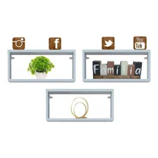Kit 3 Nicho Retangular 30x15x10p Branco Mdf Decorativo Foto mini 1