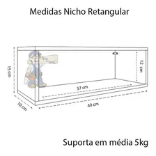 Kit 3 Nicho Retangular 40x15x10p Branco Mdf Decorativo Foto mini 2