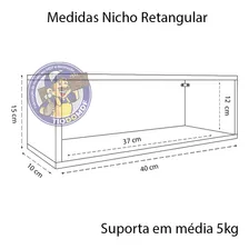 Kit 3 Nicho Retangular 40x15x10p Branco Mdf Decorativo Foto mini 3