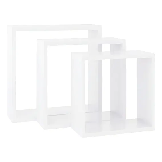 Kit 3 Nichos Decorativos Quadrado Mdf Branco Quarto Sala Sinanue Foto 1