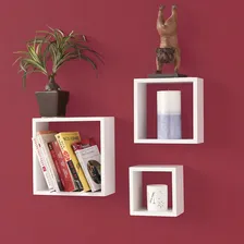 Kit 3 Nichos Decorativos Quadrado Mdf Branco Quarto Sala Sinanue Foto mini 2