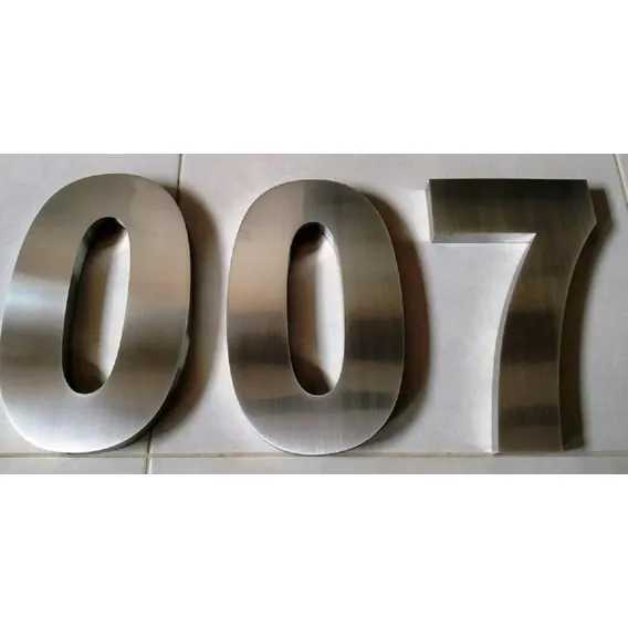 Kit 3 Números Caixa 15 Cm Aço Inox 430 Escovado Foto 1