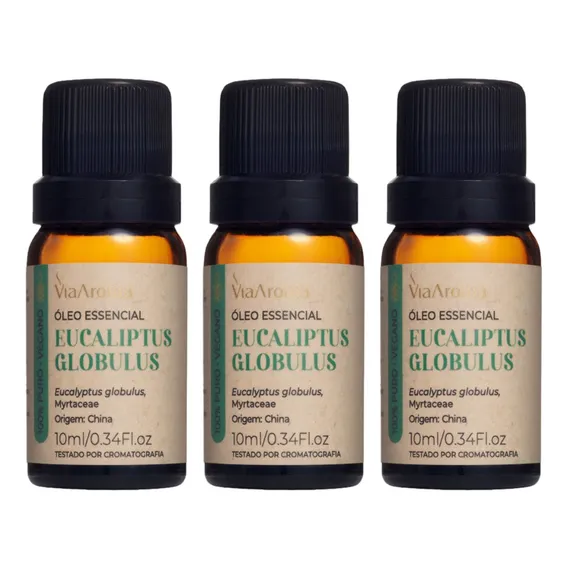 Kit 3 Óleo Essencial Eucaliptus Globulus 10ml Via Aroma Foto 1