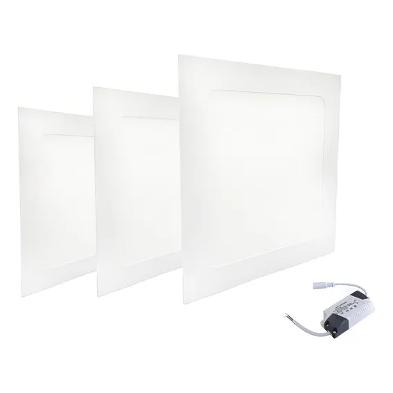 Kit 3 Painel Plafon Led 12w Quadrado Embutir Branco Frio 6k Foto 1