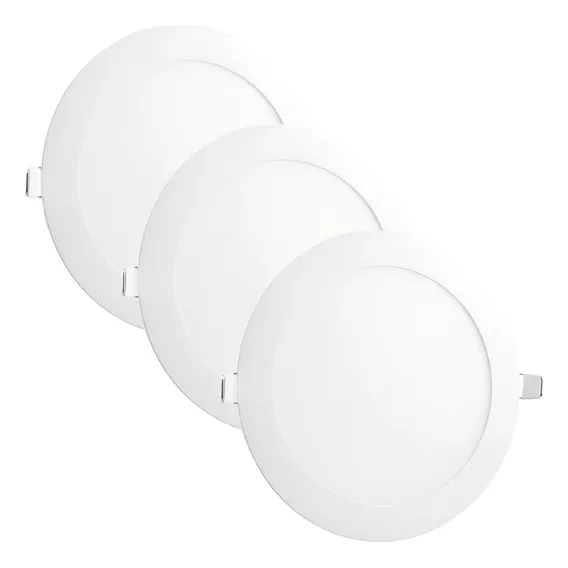 Kit 3 Painel Plafon Led 24w 25w Redondo Embutir 6500k 30x30 Foto 1