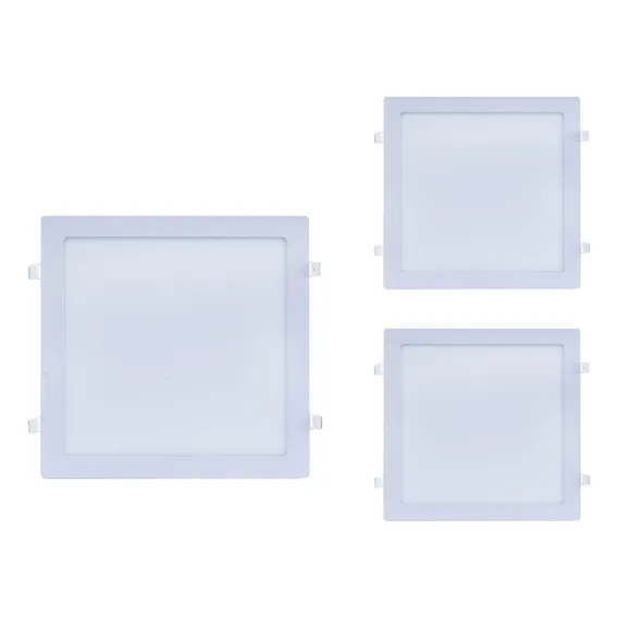 Kit 3 Painel Plafon Led Embutir Slim 15x15 12w Quadrado Estrutura Branco quente 127/220V Foto 1