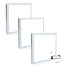 Kit 3 Painel Plafon Sobrepor Led 18w Quadrado Branco Frio Foto  mini 1