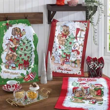 Kit 3 Panos Copa Felpudo Dohler 45x65cm 100% Algodão Natal Foto mini 1