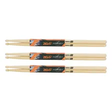 Kit 3 Pares Baqueta 5a Zeus Ponta Madeira Maple 5a Foto  mini 1