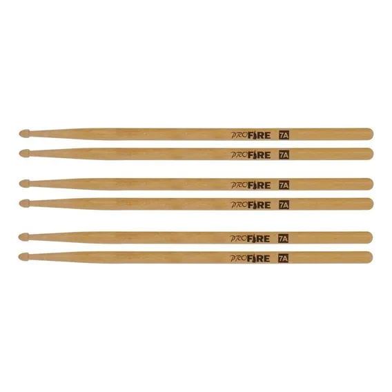Kit 3 Pares Baqueta Pro Fire Spanking 7a Ponta De Madeira Foto 1