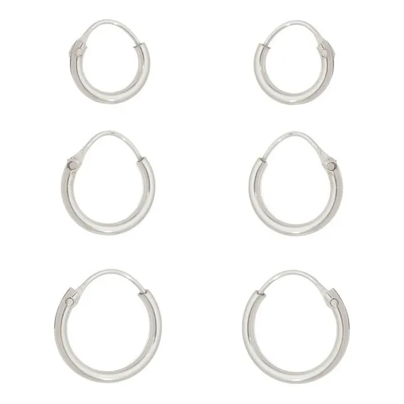 Kit 3 Pares Brinco Argola Feminina 3 Prata 950 Foto 1