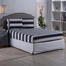 Kit 3 Pç Casal Queen Jogo De Cama Estampado Lençol E Fronhas Cor Listrado Foto  mini 1