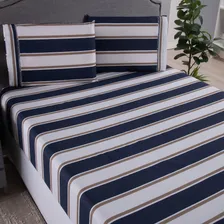 Kit 3 Pç Casal Queen Jogo De Cama Estampado Lençol E Fronhas Cor Listrado Foto mini  2