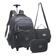 Kit 3 Pçs Escolar Infantil Mochila Lancheira Estojo Menina Foto mini 1