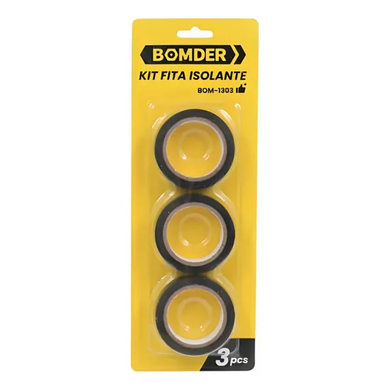 Kit 3 Peças Fita Isolante Preta 5m Anti-chamas Bom-1303 Foto 1