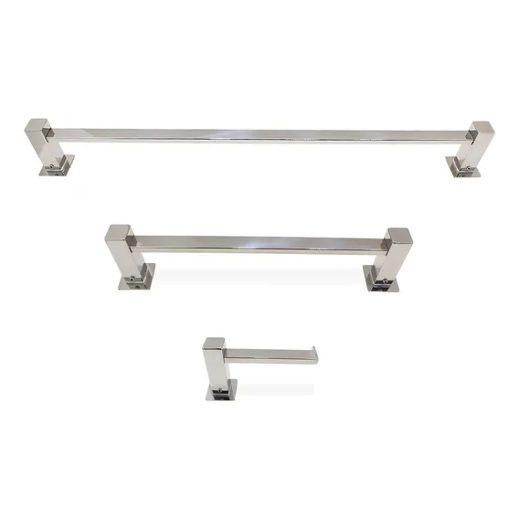 Kit 3 Peças Para Banheiro Inox Polido Foto 1