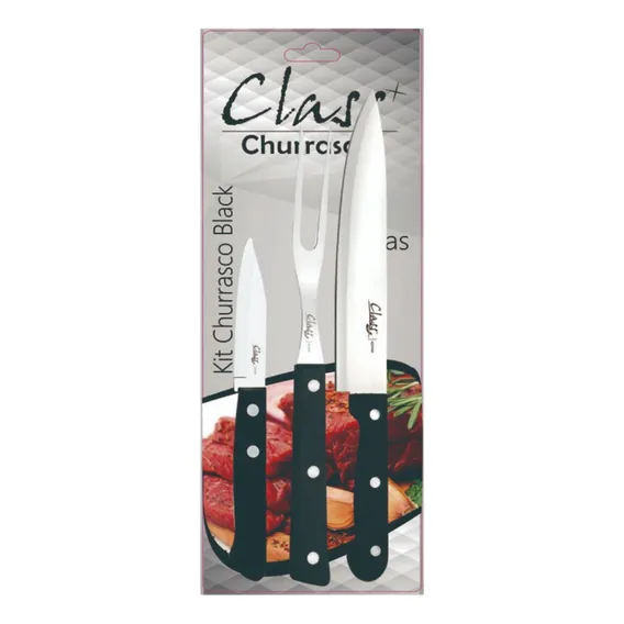 Kit 3 Peças Para Churrasco Legumes Facas Foto 1