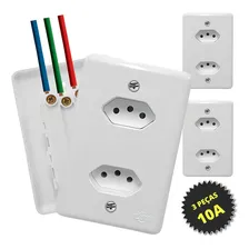 Kit 3 Peças Tomada Dupla 10a Ilumi Monobloco Stylus Cor Branco Foto mini 1