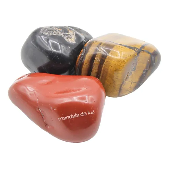 Kit 3 Pedras Proteção Olho De Tigre, Ônix E Jaspe Vermelho G Foto 1