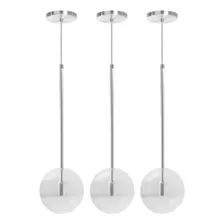 Kit 3 Pendente Lux Globo Vidro Cristal Escovado + Led Foto  mini 1