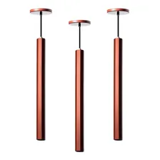 Kit 3 Pendente Tubo Cilindro Sextavado Alumínio Luxo 30cm Estrutura Cobre 110v/220v Foto  mini 1