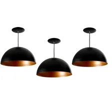 Kit 3 Pendentes Meia Lua Preto Com Cobre 33cm. 110V/220V Foto mini 1