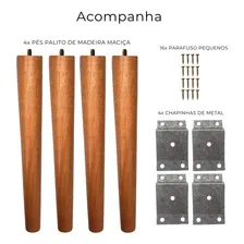 Kit 3 Pés Palito Madeira Com Chapinhas De Metal E Parafusos Foto mini 3