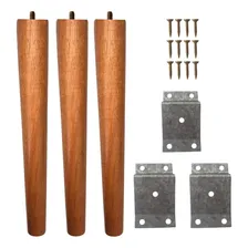 Kit 3 Pés Palito Madeira Com Chapinhas De Metal E Parafusos Foto mini 1